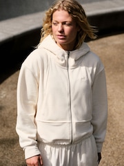 self. Ecru Full Zip Microfleece Hoodie - Image 1 of 8