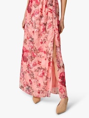 Adrianna Papell Pink Print Embroidery Wrap Dress - Image 4 of 6