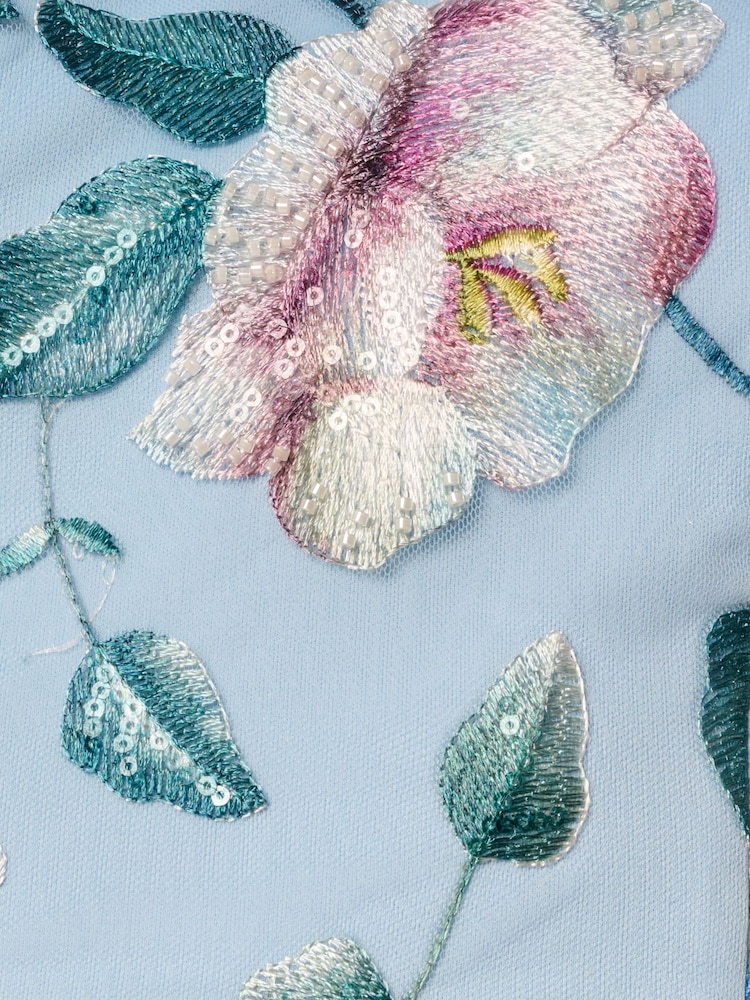 Adrianna Papell Blue Embroidered Dress - Image 5 of 5