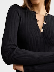 Forever New Black Skye Stitch Interest Knitted Mini Dress - Image 3 of 5