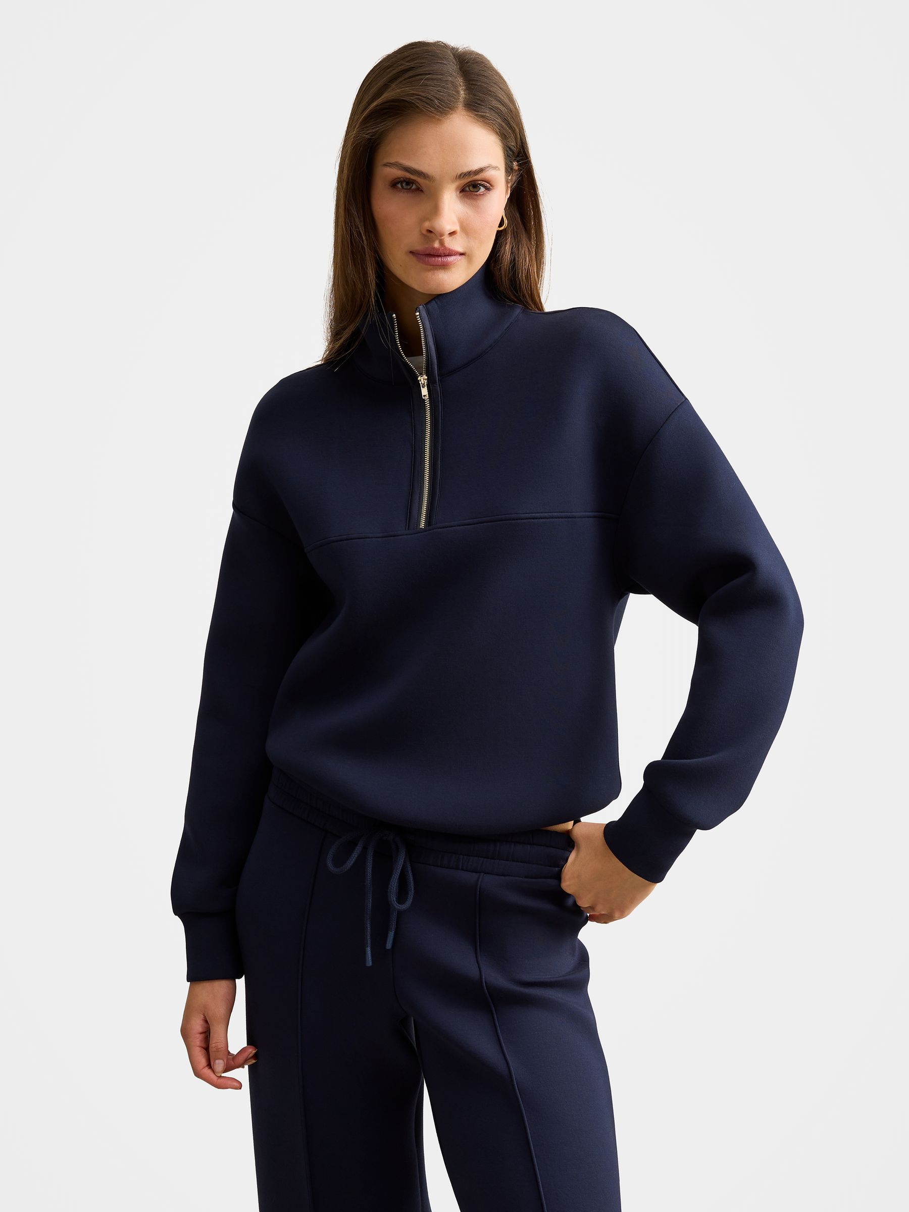 Buy Forever New Blue Lya Lounge Satin Trim Jumper from the Next UK