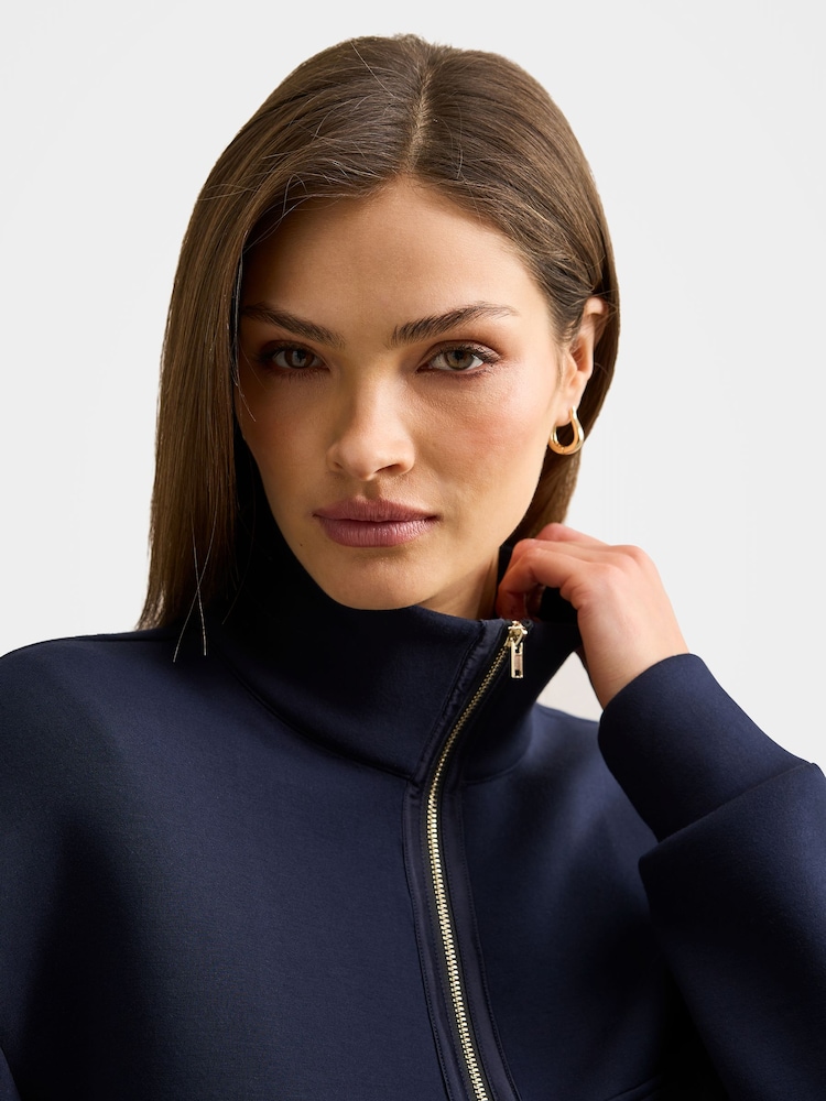 Forever New Blue Lya Lounge Satin Trim Jumper - Image 5 of 5