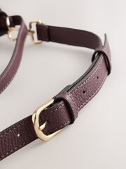 Burgundy Red Suede Belted Messenger Hand Held Bag - Image 9 of 9