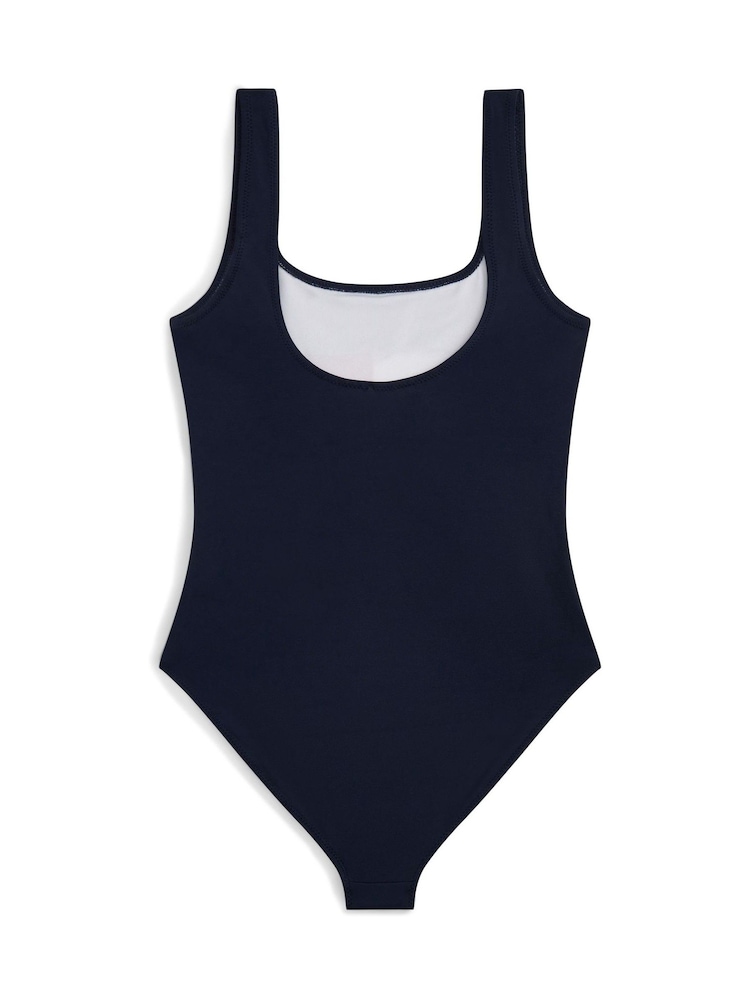 Tommy Hilfiger Blue Classic Colour Blocked Square Neck Swimsuit - Image 2 of 2