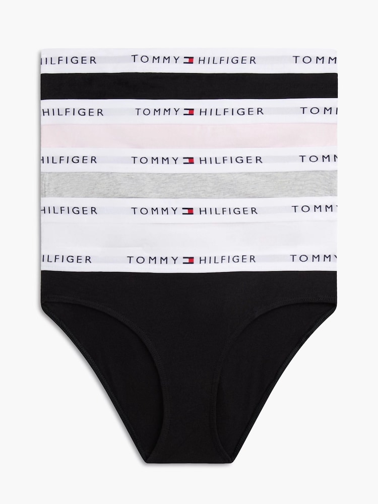 Tommy Hilfiger Black Signature Repeat Logo Waistband Briefs 5 Pack - Image 1 of 2 Tommy Hilfiger Black Signature Repeat Logo Waistband Briefs 5 Pack - Image 1 of 2