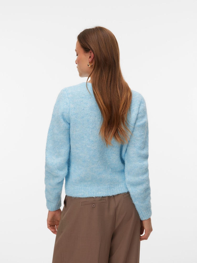 VERO MODA Blue Knitted Button Down Cardigan - Image 2 of 5