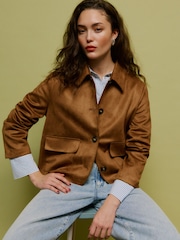 VERO MODA Brown Faux Suede Jacket - Image 1 of 6