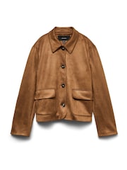 VERO MODA Brown Faux Suede Jacket - Image 6 of 6