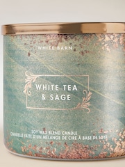 Bath & Body Works White Tea and Sage 3 Wick Candle 411g - Image 2 of 2