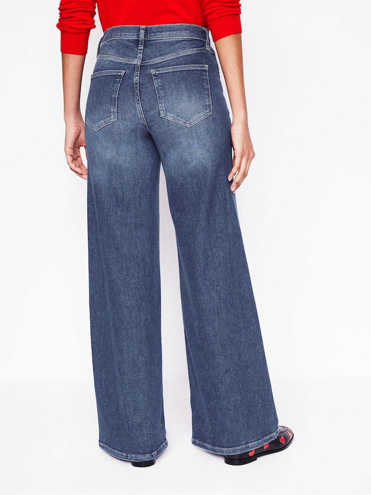 Boden Blue High Rise Wide Leg Jeans - Image 2 of 5