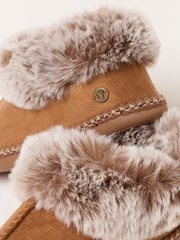 FatFace Maia Tan Brown Faux Fur Boot Slipper - Image 2 of 3