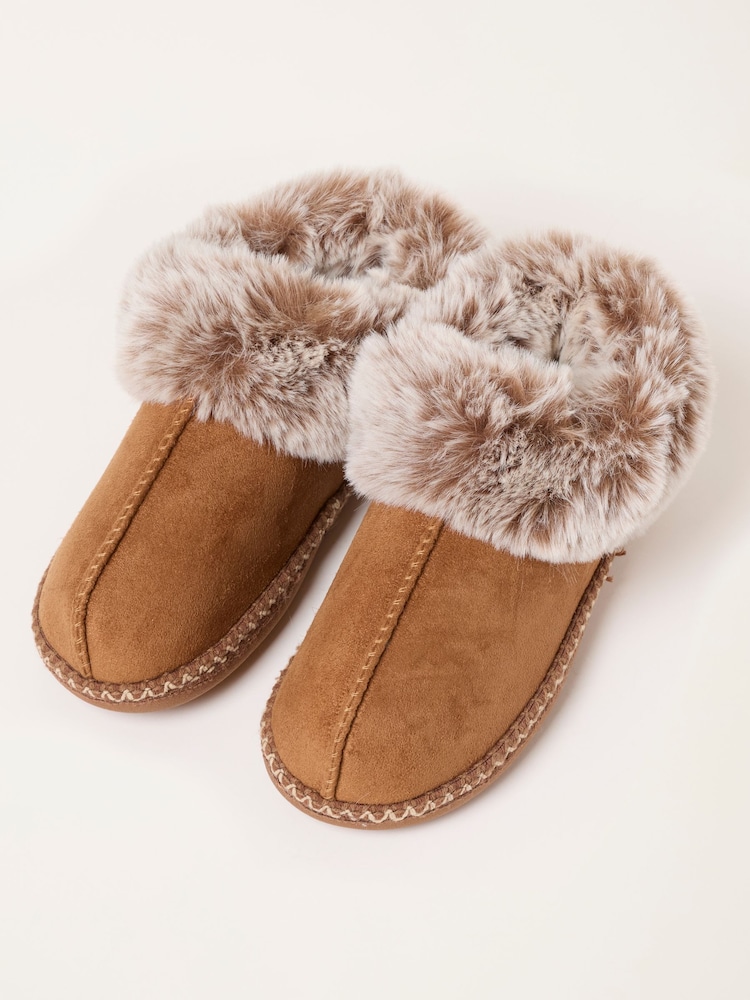 FatFace Maia Tan Brown Faux Fur Boot Slipper - Image 3 of 3
