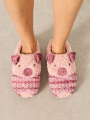 FatFace Novelty Pink Pig Mule Slipper - Image 3 of 6