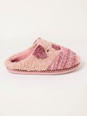 FatFace Novelty Pink Pig Mule Slipper - Image 4 of 6