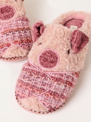 FatFace Novelty Pink Pig Mule Slipper - Image 5 of 6