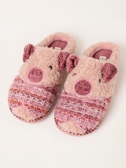 FatFace Novelty Pink Pig Mule Slipper - Image 6 of 6
