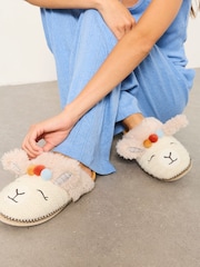 FatFace Novelty Ivory Mule Slippers - Image 1 of 5