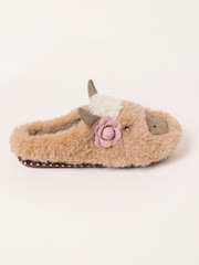 FatFace Novelty Light Brown Cow Mule Slipper - Image 2 of 3