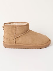 FatFace Maeve Tan Brown Suede Mini Boot Slipper - Image 1 of 3