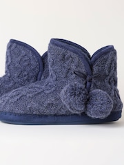 FatFace Sara Navy Knit Slipper Boots - Image 3 of 3