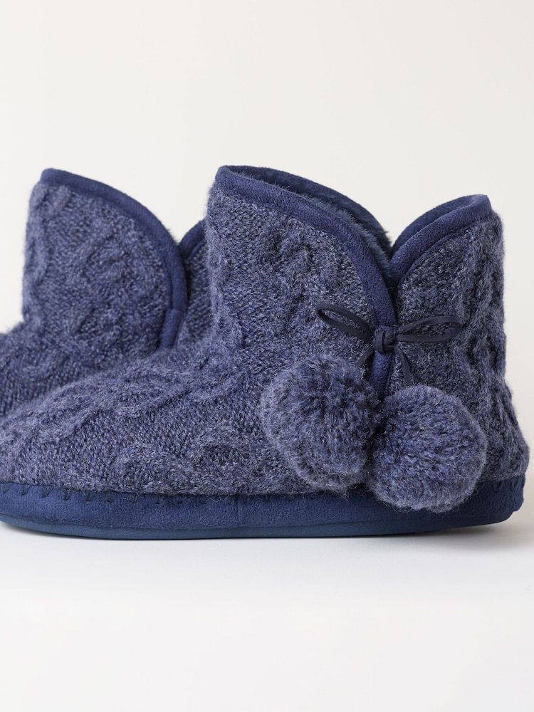 FatFace Sara Navy Knit Slipper Boots - Image 3 of 3 FatFace Sara Navy Knit Slipper Boots - Image 3 of 3