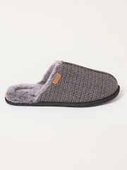 FatFace Harvey Brown Checkered Mule Slippers - Image 1 of 3