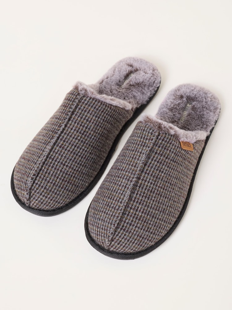 FatFace Harvey Brown Checkered Mule Slippers - Image 3 of 3 FatFace Harvey Brown Checkered Mule Slippers - Image 3 of 3