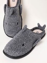 FatFace Novelty Grey Shark Mule Slipper - Image 2 of 3
