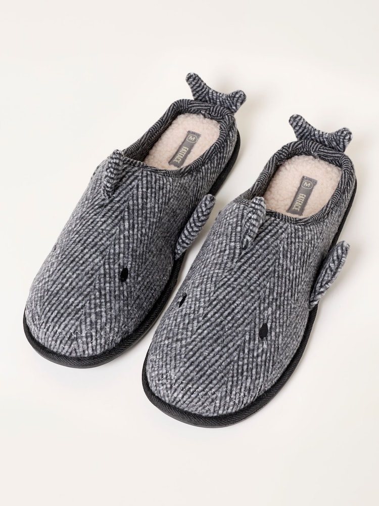 FatFace Novelty Grey Shark Mule Slipper - Image 3 of 3