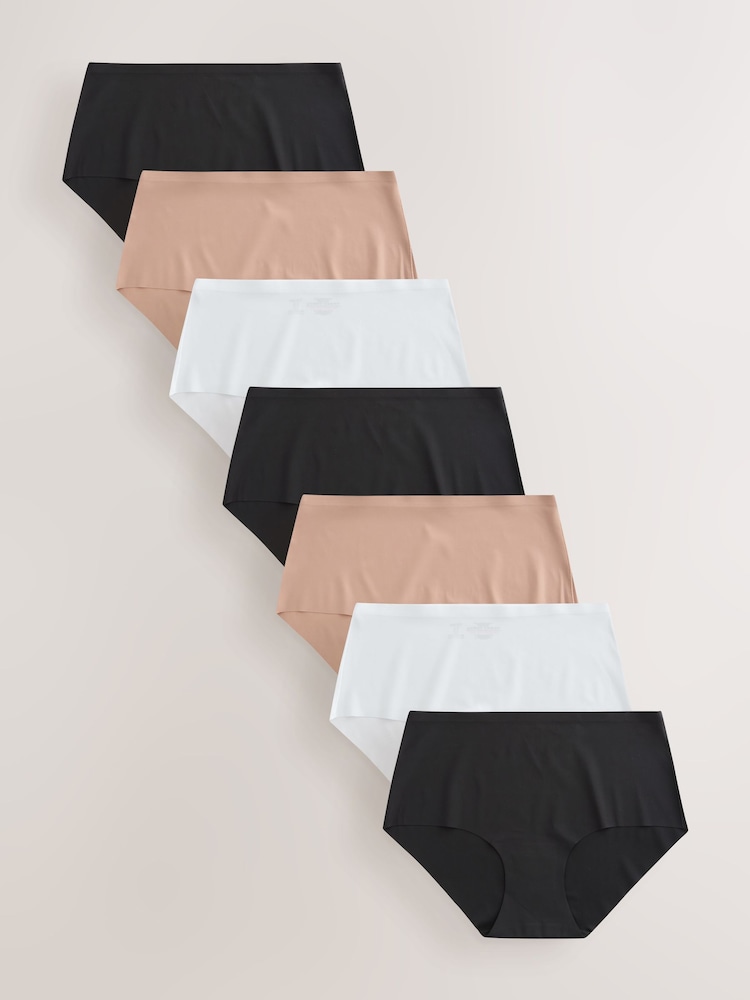 Nyeusi/Nyeupe/Pastel Uchi wa Waridi - Hakuna Kifurushi cha VPL Comfort Knickers 7 - Picha 1 kati ya 6