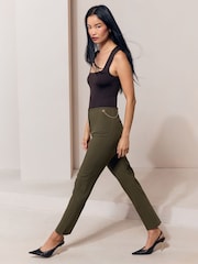 Lipsy Olive Green Petite Tapered Trousers - Image 5 of 6
