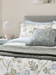 Bedeck of Belfast Soft Teal and Green Emira 200 Thread Count Cotton Pillowcases Pair - Image 1 of 3
