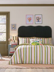Land & Shore Multi Raven Stripe Cotton Pillowcases Pair - Image 2 of 4