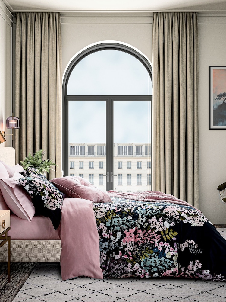 Ted Baker Navy Blue Wisteria 200 TC Cotton Sateen Duvet Set - Image 2 of 5