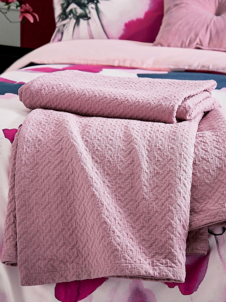Ted Baker Pink Diagonal T Matelassé Throw - Image 1 of 5