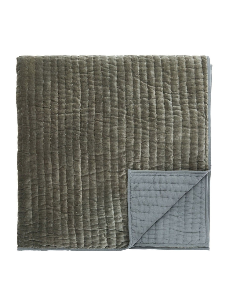 Bedeck of Belfast Olive Reya Quilted Velvet Throw - Image 4 of 4 Bedeck of Belfast Olive Reya Quilted Velvet Throw - Image 4 of 4