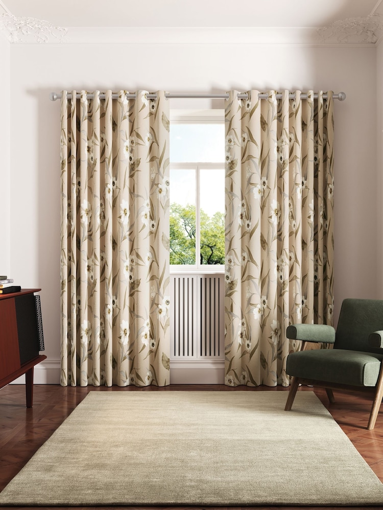 Ted Baker Neutral Cabana Blackout Lined Eyelet Curtains - Image 1 of 4