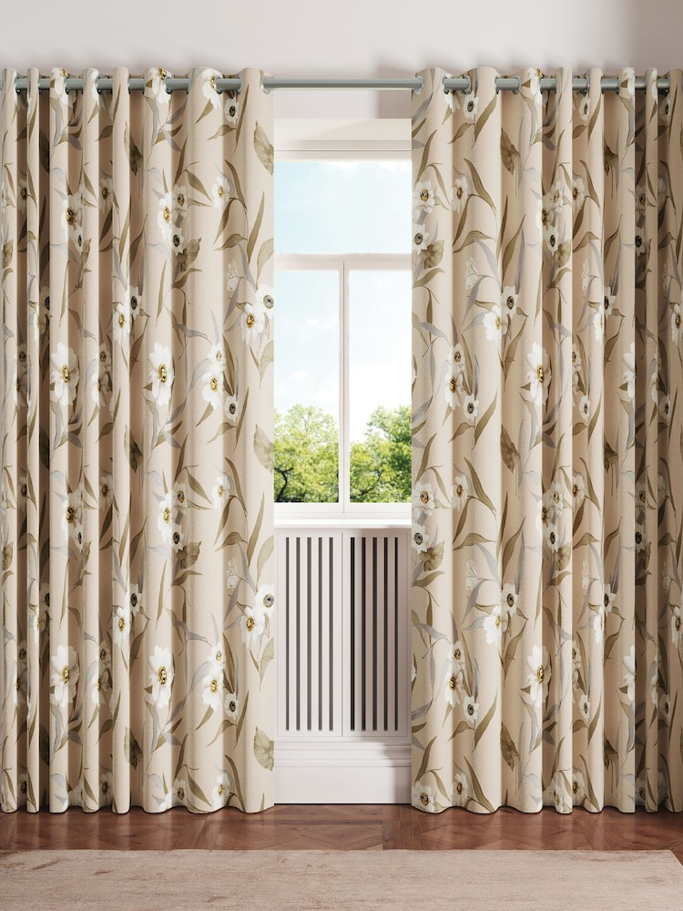 Ted Baker Neutral Cabana Blackout Lined Eyelet Curtains - Image 2 of 4