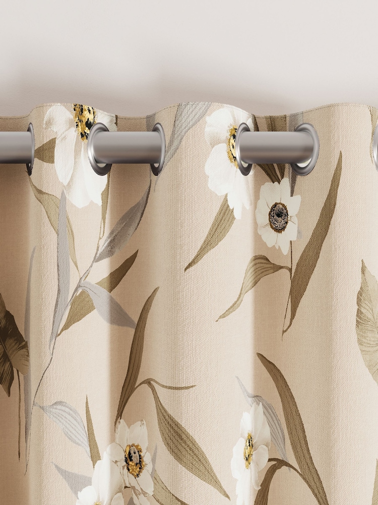 Ted Baker Neutral Cabana Blackout Lined Eyelet Curtains - Image 4 of 4