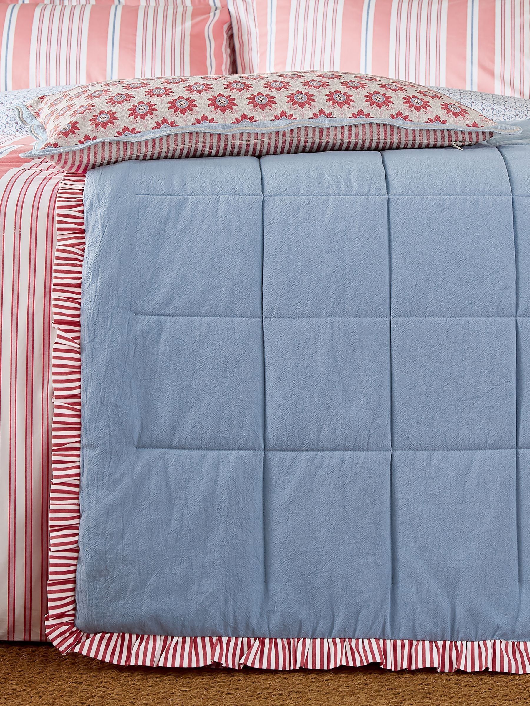 Joules Blue Come Rain Or Shine Quilted Throw