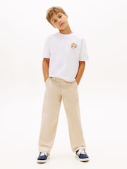 أبيض - Tommy Hilfiger Sticker Print Back Graphic Jersey T-Shirt - Image 2 of 5