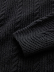 Black Supersoft Cable Knit V-Neck Mid Length Jumper - Image 6 of 7