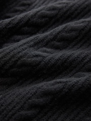 Black Supersoft Cable Knit V-Neck Mid Length Jumper - Image 7 of 7