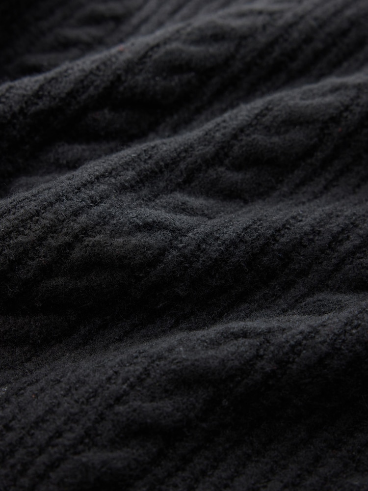Black Supersoft Cable Knit V-Neck Mid Length Jumper - Image 7 of 7 Black Supersoft Cable Knit V-Neck Mid Length Jumper - Image 7 of 7