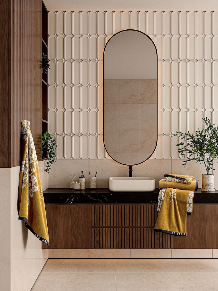 Ted Baker Gold Wisteria Cotton Towel - Image 2 of 3 Ted Baker Gold Wisteria Cotton Towel - Image 2 of 3