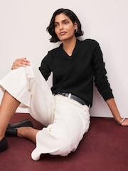 Black Supersoft V-Neck Long Sleeve Jumper - Image 4 of 6