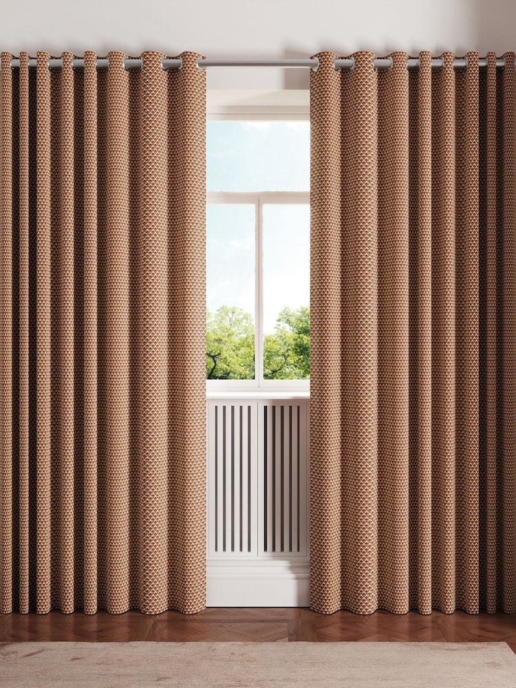 Ted Baker Terracotta Palm Geo Blackout Lined Eyelet Curtains - Image 1 of 4