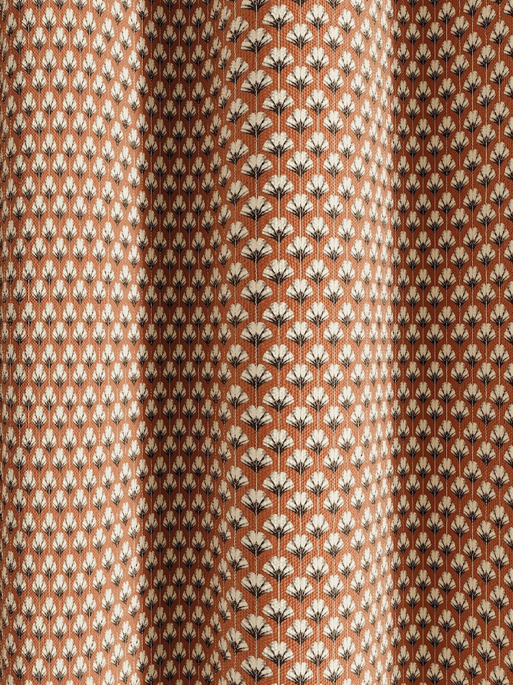 Ted Baker Terracotta Palm Geo Blackout Lined Eyelet Curtains - Image 4 of 4