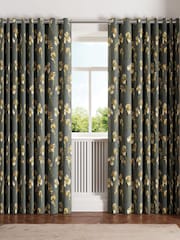 Ted Baker Charcoal Wild Iris Blackout Lined Eyelet Curtain - Image 2 of 4