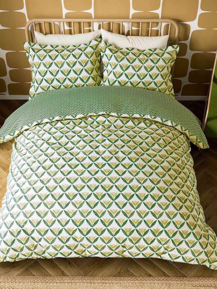 Scion Green Tulip Trellis Cotton Duvet Set - Image 1 of 5